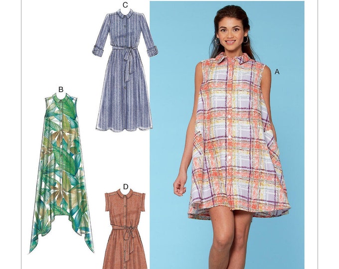 Sewing Pattern for Women's Dress, Shirt Dress Pattern, Button Front ...