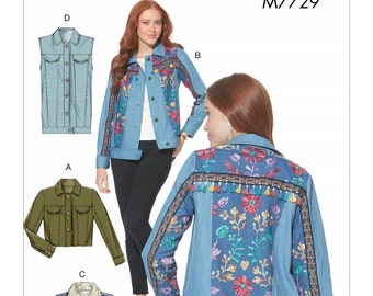 Sewing Pattern for Womens Jacket, Jean Jacket Pattern, Denim Jacket, Cropped Jacket, McCalls 7729, Size 6-14 14-22, Uncut FF