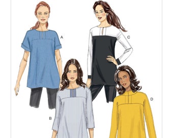 Easy Sewing Pattern for Women's Tops, Long Sleeve Tops, Womens Pullover Tops, Womens Tunic, Size 6-14 14-22, Butterick 6416, Uncut FF