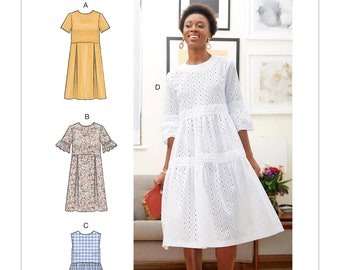 Easy Sewing Pattern for Womens Dress, Tiered Dress Pattern, Summer Dress, Linen Dress, Size 6-14 and 14-22, McCall's 7948, Uncut and FF