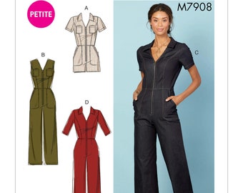 Sewing Pattern for Womens Jumpsuit and Romper Pattern, Zip Front Jumpsuit, Linen Jumpsuit Pattern, McCalls 7908, Size 6-14 and 14-22, Uncut