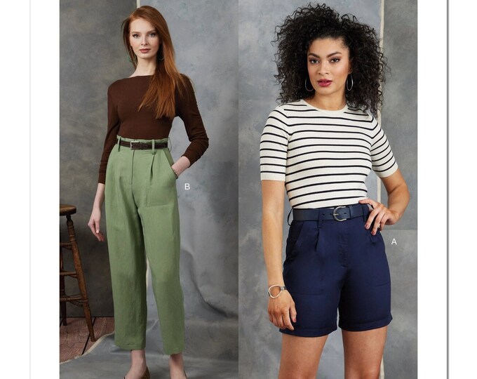 Vogue Sewing Pattern for Womens Pants and Shorts, High Waisted Pants ...