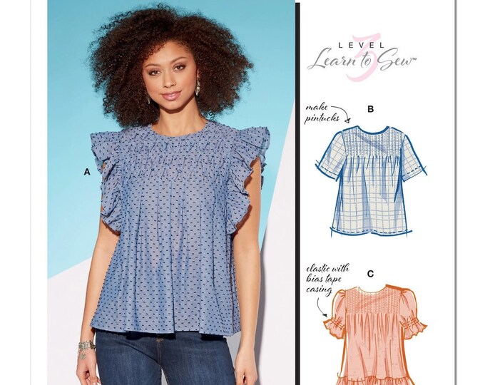 Easy Sewing Pattern for Women's Tops, Puff Sleeve Tops, Pintuck Tops ...