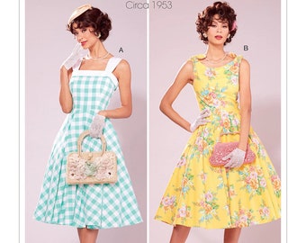 Sewing Pattern for Women's Dress, Vintage Style Dress with Petticoat, Fit and Flare Dress, Size 6-14 and 14-22, McCalls 7599, Uncut FF