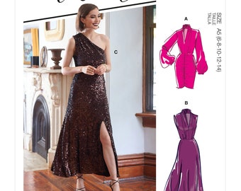 Sewing Pattern for Womens Knit Evening Dress, Formal Dress, Evening Gown Pattern, Ruched Dress, McCalls 8142, Size 6-14 and 16-24, Uncut