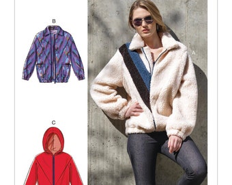 Sewing Pattern for Women's Jacket, Zip Front Jacket, Lined Jacket, Fleece Jacket, Womens Hoodie, McCalls 8019, Size XS-M L-XXL, Uncut FF