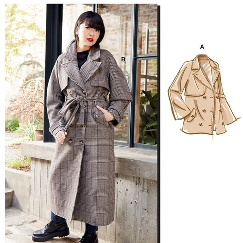 Vogue Sewing Pattern for Womens Jacket Trench Coat Button - Etsy