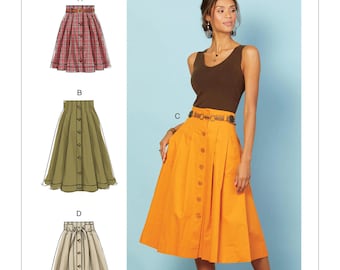 Sewing Pattern for Womens Skirts, Button Front Skirt, Pleated Skirt Pattern, McCalls 7906, Size 6-14 and 14-22, Uncut and Factory Folded