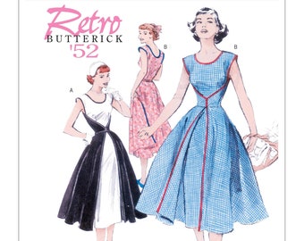 Patron de couture facile pour robe femme, robe vintage des années 50, robe portefeuille, robe évasée, taille 8-14 et 16-22, Butterick 4790, FF non coupé