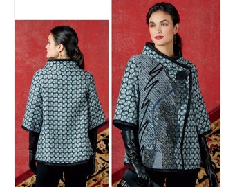 Patrón de costura Vogue para chaqueta de mujer, Vogue 9341, chaqueta cruzada, chaqueta de corte holgado, tallas XS-M y L-XXL, sin cortar FF