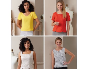 Patrón de costura para blusas de mujer, camisetas sin mangas, blusas con corte princesa, blusas ajustadas, blusas de manga corta, Butterick 6925, tallas 8-16 y 16-24, sin cortes.