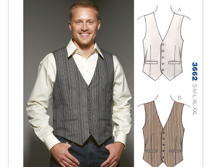 Sewing Pattern for Men's Vest, Button Front Vest Pattern, Lined Vest, Formal Vest Pattern, Kwik