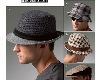 Vogue Sewing Pattern for Mens Hats, Ivy Cap, Newsboy Hat, Vogue 8869, Mens Brimmed Hats, Bucket Hat, Vogue Accessories, Uncut FF