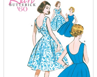 Sewing Pattern for Women's Dress, Vintage 60s Style Dress, Fit and Flare Dress, Formal Dress Pattern, Size 6-14 and 14-22, Butterick 5748