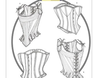 Patrón de costura para corsé deshuesado para mujer, patrón de corsé delantero de encaje, corsé forrado, estancias deshuesadas, Butterick 4254, tamaño 6-10 12-16 18-22, sin cortar