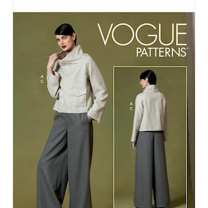 Easy Vogue Sewing Pattern for Womens Tops and Pants, Wide Leg Pants, Pullover Tops, Half Zip Tops, Vogue 1642, Size XS-M L-XL, Uncut FF