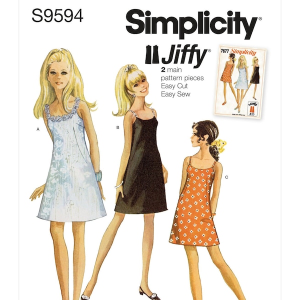 Easy Sewing Pattern for Womens Dress, Summer Dress, 60s Dress, A Line Dress, Sleeveless Dress, Simplicity 9594, Size 6-14 14-22, Uncut FF