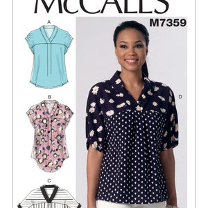 Easy Sewing Pattern for Women's Tops and Tunics, Dolman Sleeve Tops, Pullover Top, McCall's 7359, Size XS-M and L-XXL, Uncut FF