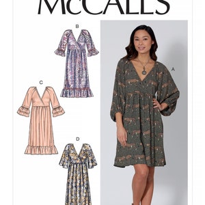 Sewing Pattern for Womens Dress, Summer Dress, Maxi Dress Pattern, V Neck Dress, McCall&#39;s 7969, Size XS-M and L-XXL, Uncut FF