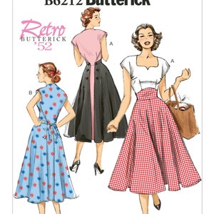 Sewing Pattern for Women's Dress, Vintage 50s Style Dress, Fit and Flare Dress, Size 6-14 and 14-22, Butterick 6212, Uncut FF
