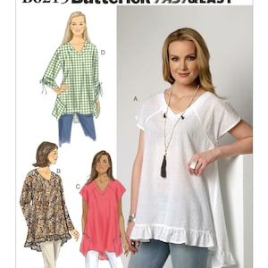 Easy Sewing Pattern for Women's Tops, Loose Fitting Tops, Pullover Tops, Womens Tunic, Basic Tops, Butterick 6215, Size XS-M L-XXL, Uncut FF