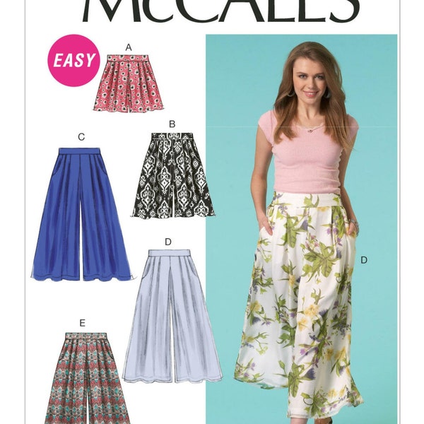 Easy Sewing Pattern for Womens Pants, Wide Leg Pants, Palazzo Pants, Culottes, McCalls 7131, Size 8-16 and 16-24, Uncut and FF