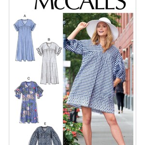 Patron de couture facile pour robe femme, robe pull, robe ample, robe d&#39;été, taille XS-M et L-XL, McCall&#39;s 7742, non coupé et FF