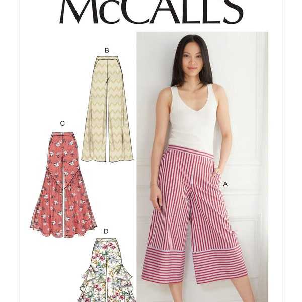 Sewing Pattern for Womens Pants, Wide Leg Pants, Cropped Pants, Summer Pants, High Waisted Pants, McCalls 7786, Size 6-14 14-22, Uncut FF