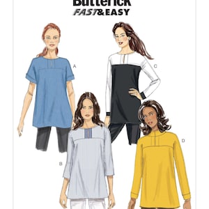 Easy Sewing Pattern for Women's Tops, Long Sleeve Tops, Womens Pullover Tops, Womens Tunic, Size 6-14 14-22, Butterick 6416, Uncut FF