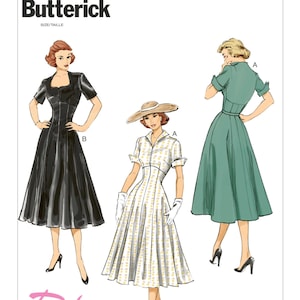 Sewing Pattern for Women&#39;s Dress, Vintage Reproduction 50s Style Dress, Fit and Flare Dress, Size 6-14 and 14-22, Butterick 6018, Uncut FF