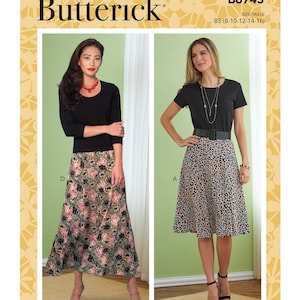 Easy Sewing Pattern for Women's Skirts, Maxi Skirt, Flared Skirt Pattern, High Waisted Skirt, Butterick 6743, Size 8-16 and 16-24, Uncut FF