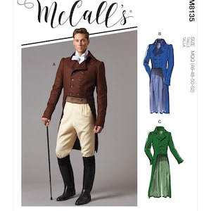 Sewing Pattern for Mens Costume Jacket, Historical Jacket, 1800s Jacket, Waistcoat, McCalls 8135, Chest 38-44 46-52, Uncut