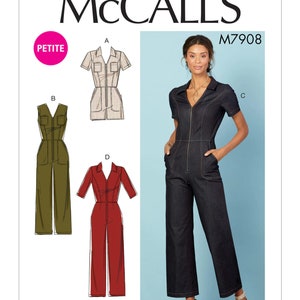 Sewing Pattern for Womens Jumpsuit and Romper Pattern, Zip Front Jumpsuit, Linen Jumpsuit Pattern, McCalls 7908, Size 6-14 and 14-22, Uncut