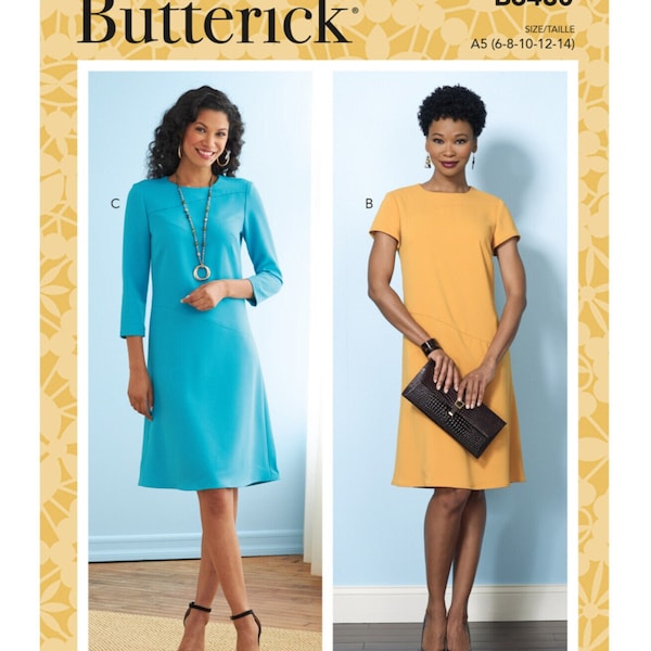 Easy Sewing Pattern for Womens Dress, Fitted Dress, Basic Dress, Long Sleeve Dress, Size 6-14 and 14-22, Butterick 6480, Uncut and FF