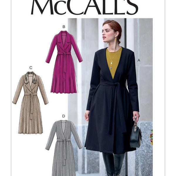 Sewing Pattern for Womens Jacket, Belted Jacket, Knit Cardigan, Open Front Jacket, Long Cardigan, McCalls 7878 10054, Size XS-M L-XL, Uncut