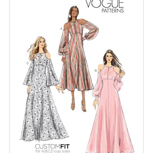 Vogue Sewing Pattern for Women&#39;s Dress, Maxi Dress, Long Sleeve Dress, Empire Waist Dress, Summer Dress, Vogue 9296, Size 6-14 14-22