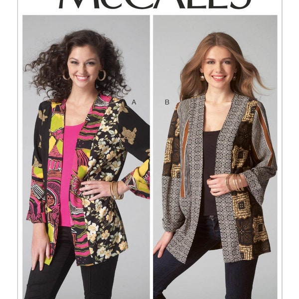 Easy Sewing Pattern for Women's Kimono Jacket, Open Front Kimono, Womens Cardigan, Patchwork Kimono, McCalls 7132, Size XS-M and L-XXL