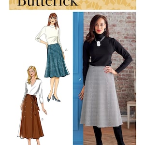 Easy Sewing Pattern for Women's Skirts, Princess Seam Skirt, Flared Skirt Pattern, Butterick 6866, Size 6-14 and 16-24, Uncut FF