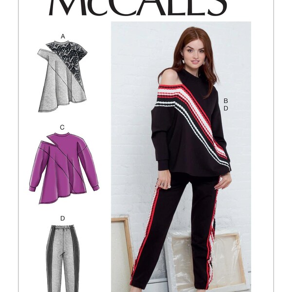 Sewing Pattern for Womens Knit Tops and Sweatpants, Loungewear Set, Sweatshirt, McCalls 7873, Size XS-M L-XXL, Uncut FF