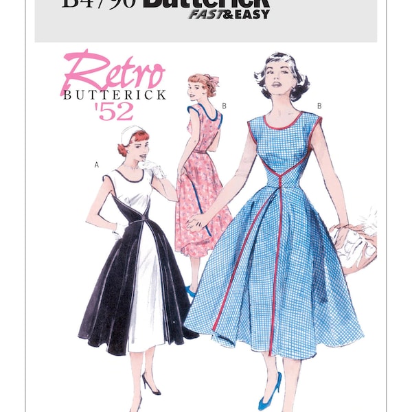 Easy Sewing Pattern for Women's Dress, Vintage 50s Style Dress, Wrap Dress, Swing Dress, Size 8-14 and 16-22, Butterick 4790, Uncut FF