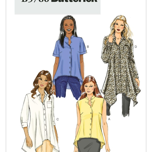 Sewing Pattern for Women's Tops, Button Down Tops, Long Sleeve Tops, Womens Tunic, Tank Top, Butterick 5786, Size 8-16 and 16-24, Uncut FF