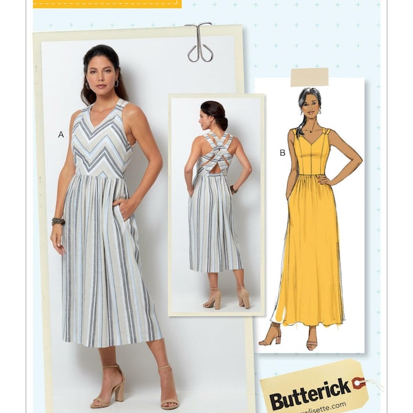 Sewing Pattern for Womens Dress, V Neck Dress, Summer Dress, Maxi Dress Pattern, Size 6-14 and 14-22, Butterick 6661, Uncut and FF