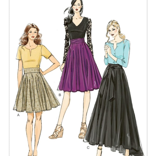 Easy Vogue Sewing Pattern for Womens Skirts, Flared Skirt, Maxi Skirt, Formal Skirt, High Waisted Skirt, Vogue 8980, Size 6-14 14-22, Uncut