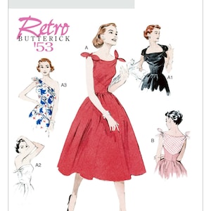Sewing Pattern for Women&#39;s Dress, Vintage 50s Style Dress, Fit and Flare Dress, Formal Dress Pattern, Size 6-14 and 14-22, Butterick 5708