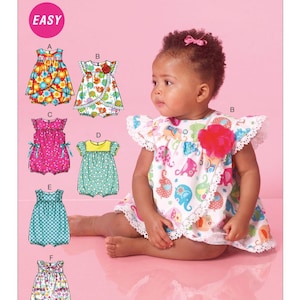 Sewing Pattern for Newborn Baby Rompers, Newborn Baby Clothing, Infant Romper, Baby Clothes, McCalls 7107, Size NB-XL, Uncut