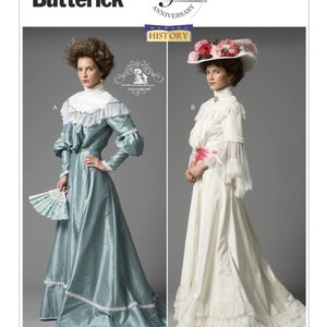 Sewing Pattern for Womens Edwardian Dress Costume, Cosplay, Historical Gown Pattern, Butterick 5970, Size 8-16 and 16-24, Uncut and FF
