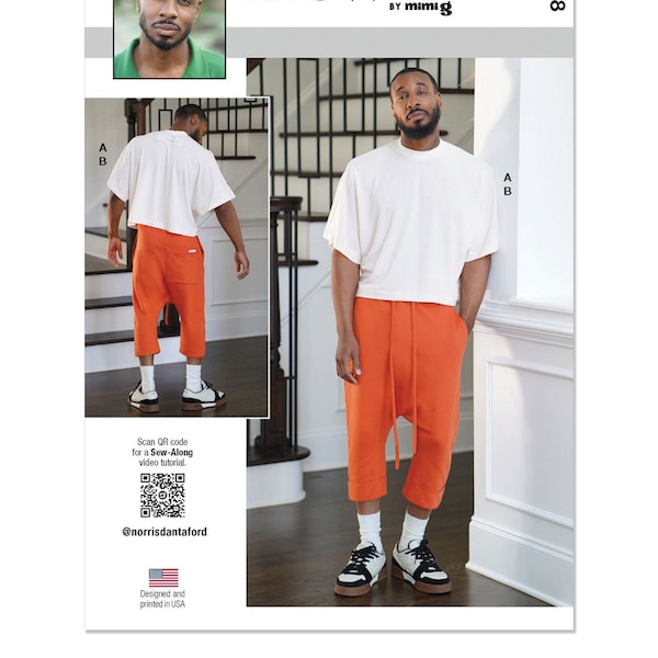 Sewing Pattern for Men's Pants and Tops, Knit Tops, Mens Joggers, Short Sleeve Tops, Loungewear, Know Me 2048, Size 34-42 44-52, Uncut