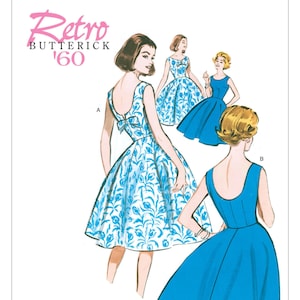 Sewing Pattern for Women's Dress, Vintage 60s Style Dress, Fit and Flare Dress, Formal Dress Pattern, Size 6-14 and 14-22, Butterick 5748