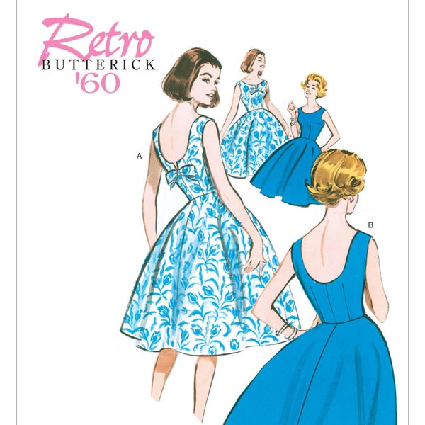 Sewing Pattern for Women's Dress, Vintage 60s Style Dress, Fit and Flare Dress, Formal Dress Pattern, Size 6-14 and 14-22, Butterick 5748