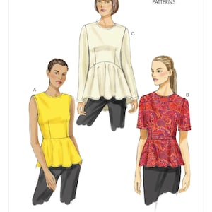 Easy Vogue Sewing Pattern for Womens Tops, Peplum Tops, Tank Top, Long Sleeve Tops, Fitted Tops, Vogue 8815, Size 8-16 16-24, Uncut FF